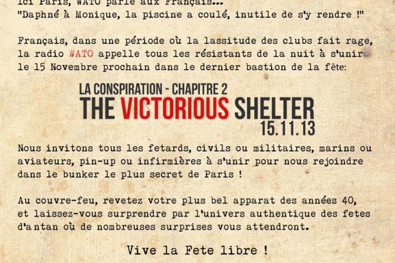 Résistants de la nuit vous êtes convoqués le 16 novembre au "The Victorious Shelter" dans le bunker le plus secret de Paris !