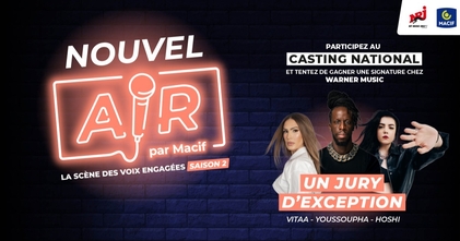 Casting concours musical Nouvel Air avec concert et contrat en maison de disque à la clef