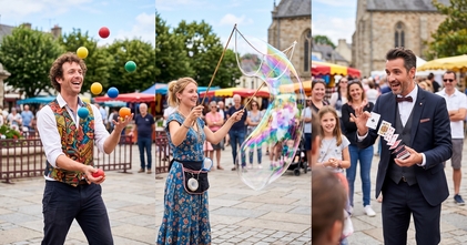 Casting jongleur animateur bulle géante et magicien close up pour le mois de décembre