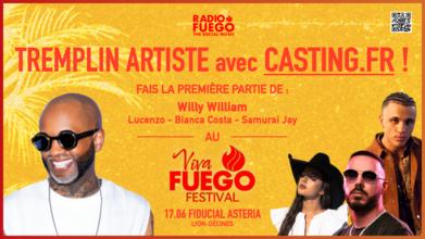 Casting chanteur et chanteuse latino, dance ou urban pour performer en première partie d'un festival avec Willy William, Lucenzo et Bianca Costa