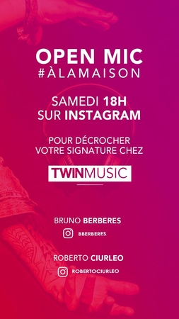Attention événement: En Live Bruno Berbères et Roberto Ciurleo choisiront et signeront des artistes chez TWINMUSIC